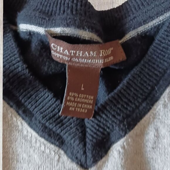 Chatham Road Mens  Striped V-Neck Sweater Vest Black & beige  Size Large - Picture 5 of 6